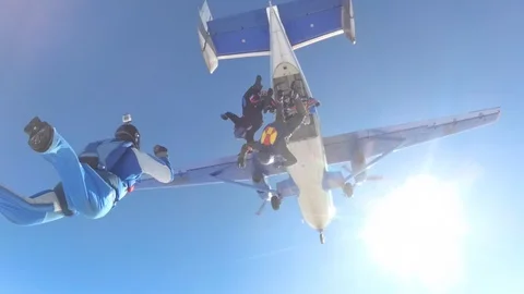 Formation skydiving. Exit. Stock Footage 87171866