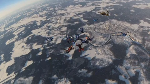 Formation skydiving Stock Footage 87708581