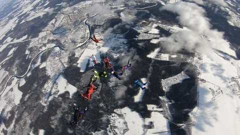 Formation skydiving 스톡 동영상 103171037