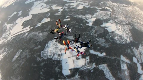 Formation skydiving Stock Footage 149985494
