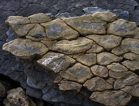 Formation of a stacked layers of rocks Stock Photos
