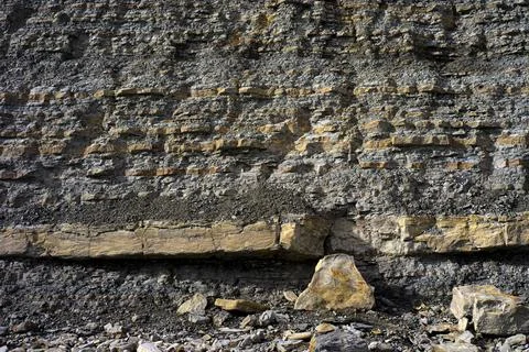 Formation of a stacked layers of rocks Stock Photos