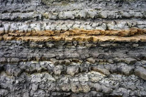 Formation of a stacked layers of rocks Foto stock