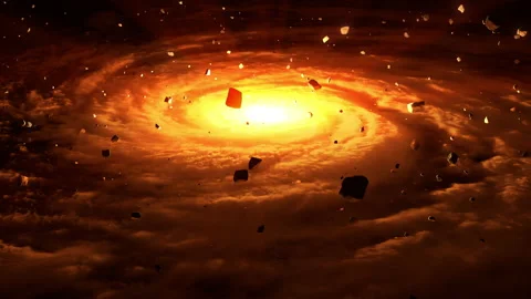 The Formation Of A Star System From Clouds Of Gas And Asteroids Video stock 148477662