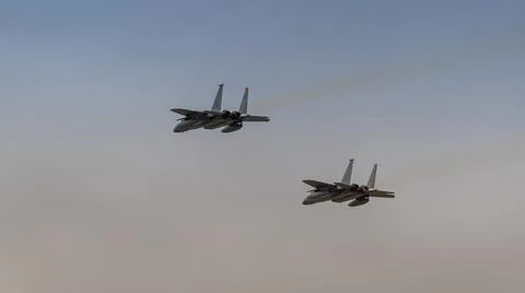 Formation of two fighter jets Stock Photos