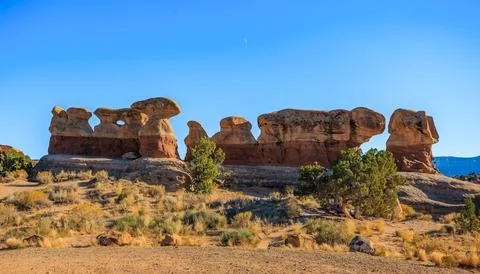 Formations at Devil's Garden, Hole in the Wall Road, Grand Staircase Escalante Stock Photos