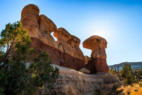 Formations at Devil's Garden, Hole in the Wall Road, Grand Staircase Escalante Stock Photos