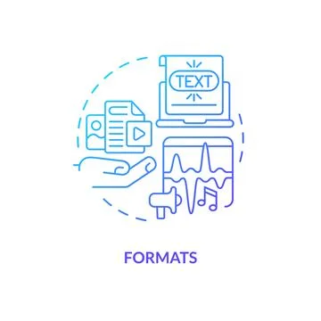 Formats blue gradient concept icon Stock Illustration