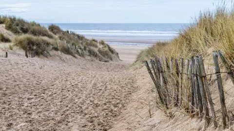 Formby beach thoroughfare Stock Photos