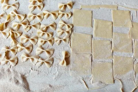 Formed pasta on table Stock Photos