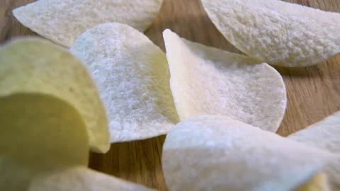 Formed Potato Crisps Rotating, Repeated Curves and Surface Texture Stock Footage 345426753