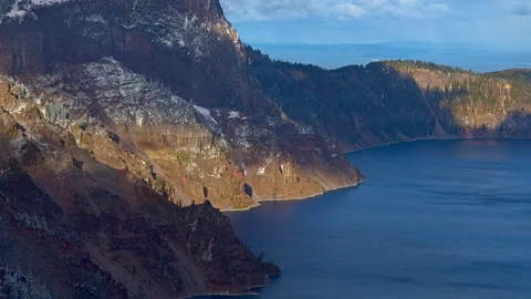 Formed by a volcanic explosion, a portion of the rim of Crater Lake, Oregon Stock Footage 168197410