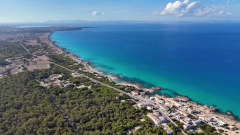 Formentera aerial view with coastal development and Mediterranean vegetation 動画素材 337055737