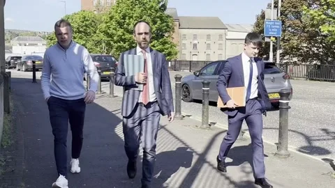 Former Armagh GAA captain Aidan Nugent arrives at Newry court house Video stock 308460427
