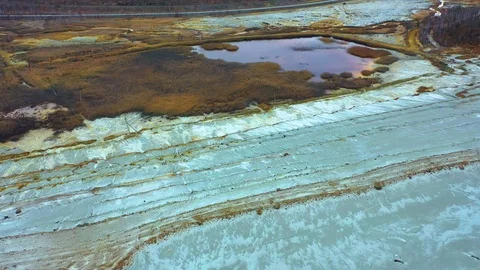 The former dump toxic waste, effects nature from contaminated soil and water Stock Footage 118265265