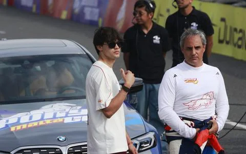 Former F1 driver Juan Pablo Montoya joins earthquake relief exhibition race in C Stock Photos