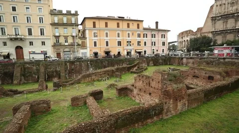 The former Gladiator School, Ludus Magnus, Rome, Italy Stock Footage 47934085