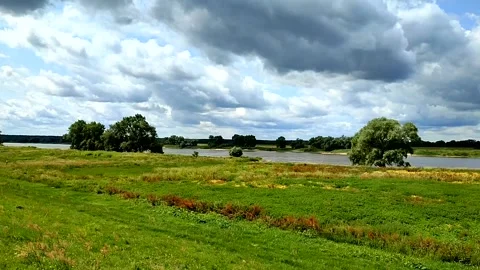 Former inner german Border, river Elbe now Video stock 245310774