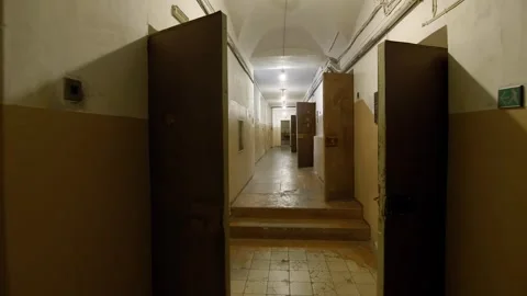 The former KGB prison. Corridor with cells. Stock Footage 288123142