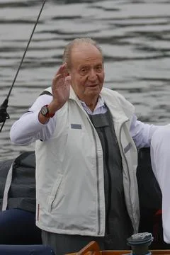 Former King Juan Carlos I takes part in racing of the Viajes InterRias Trophy, S Stock Photos
