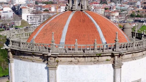 Former monastery of Serra do Pilar in Vila Nova de Gaia dome, Porto, Drone Video stock 324936787