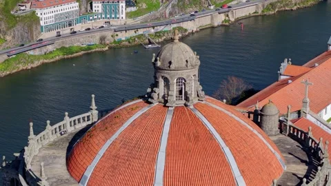 Former monastery of Serra do Pilar in Vila Nova de Gaia, Porto, Drone Video stock 324936963