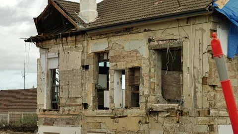 Former multi million dollar home falling apart slow motion 4K Stock Footage 272188400