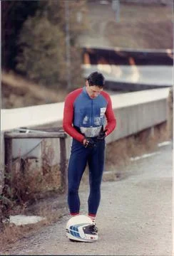 Former Olympic Sprinter Allan Wells Of Parachute Regiment No 2 British Bobsleigh Foto stock