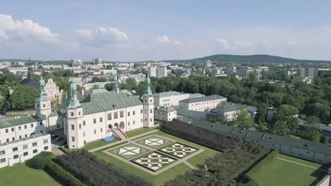 Former Palace of Cracow Bishops. Aerial shot Stockbeeldmateriaal 280462553
