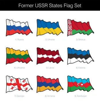 Former Soviet Union Waving Flag Set Stock Illustration