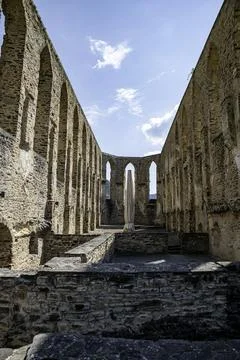 The former Stuben Monastery with its impressive church ruins Stock Photos