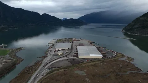 Former Woodfibre Pulp Mill Site - Woodfibre LNG Energy Supplier In Squamish Stock Footage 328288252