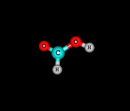 Formic acid molecule isolated on black Stock Illustration