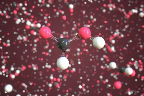 Formic acid molecule made with balls, conceptual molecular model. Chemical 3d Stock Illustration
