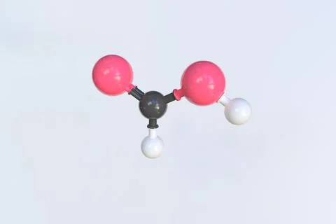 Formic acid molecule made with balls, isolated molecular model. 3D rendering Stock Illustration