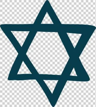 Forming 6-pointed star in flat design using overlapping triangles teal lines Stock Illustration