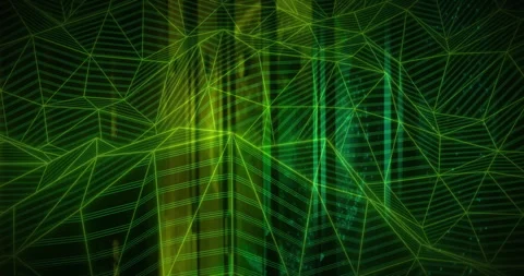 Forming abstract pattern, geometric green lines and shapes in animation Stock Footage 304311388