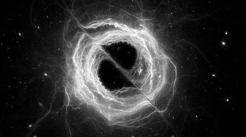 Forming of accretion disk black and white intensity map Stock Illustration