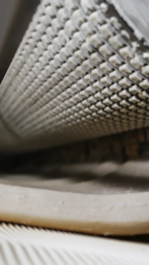 Forming and shaping crackers from raw dough. Stock Footage 293422542