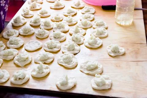 Forming the basis for pies close up Stock Photos