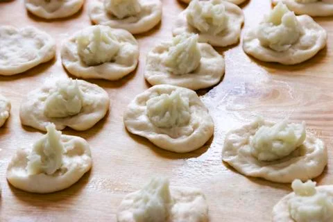 Forming the basis for pies close up Stock Photos