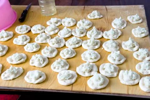 Forming the basis for pies close up Stock Photos