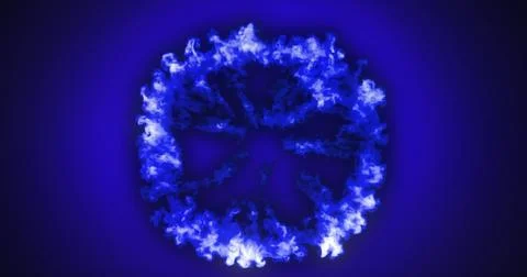 Forming blue smoke ring, abstract pattern on dark background, mystical effect Stockillustratie