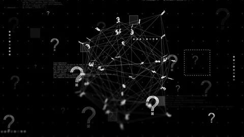 Forming central 3D network rotating, pulsing, carrying money glyphs, showing Stock Footage 334788467