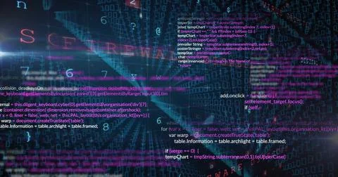 Forming central tunnel of code and binary streams in virtual cyberspace, with 스톡 사진