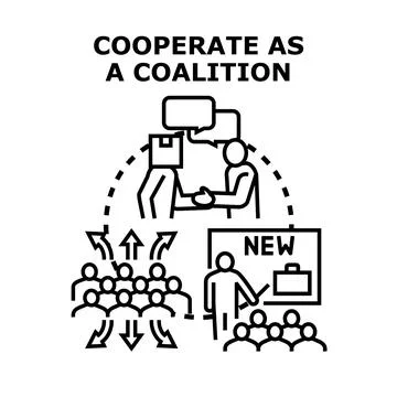 Forming a coalition partnering together for cooperation Stock Illustration
