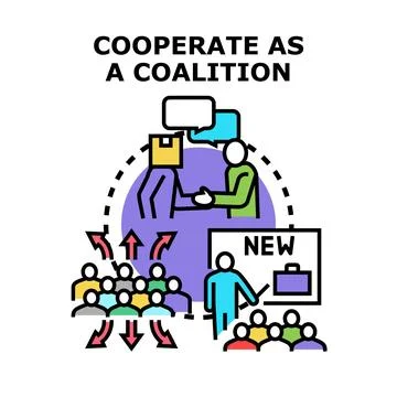Forming a coalition partnering together for cooperation Stock Illustration