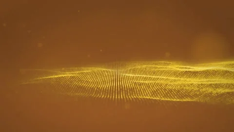 Forming dynamic abstract landscape, golden wave pattern on orange background Stock Footage 303553951
