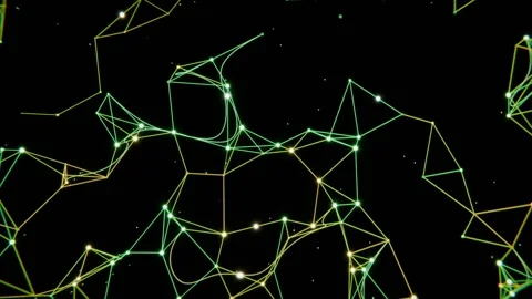 Forming glowing node network emerging from pinpricks in abstract void, thin Stock Footage 337141193