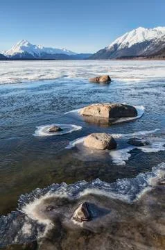 Forming Ice on the Chilkat Foto stock
